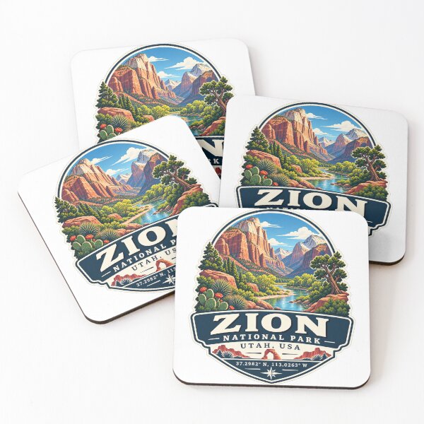 Item preview, Zion National Park Utah Coordinates – Southwest Travel Badge designed and sold by ChicClicker.