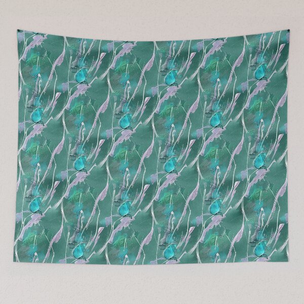 Item preview, Spring Abstract Flowers in Teal designed and sold by Artistestella.