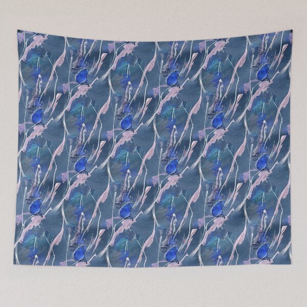 Item preview, Spring Abstract Flowers in Blue designed and sold by Artistestella.