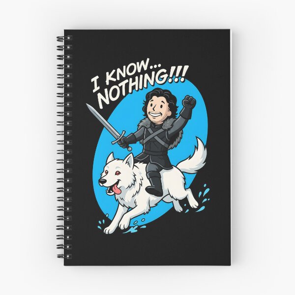 Aperçu de l'œuvre Je ne sais rien - Parodie artistique fantastique de Jon Snow et Direwolf créée et vendue par Overlord Kingdom.