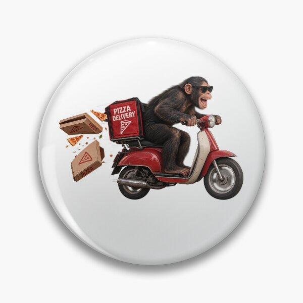 Item preview, Funny Chimp Pizza Delivery designed and sold by JOHN44ART.