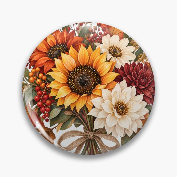 Item preview, Autumn Watercolor Floral Bouquet – Fall Sunflowers and Maple Leaves designed and sold by suthee navakul.