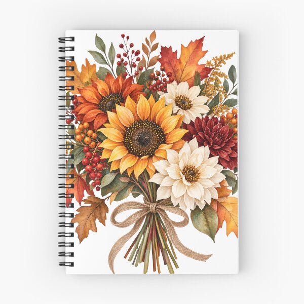 Item preview, Ramo floral otoñal en acuarela: girasoles y hojas de arce. designed and sold by suthee navakul.