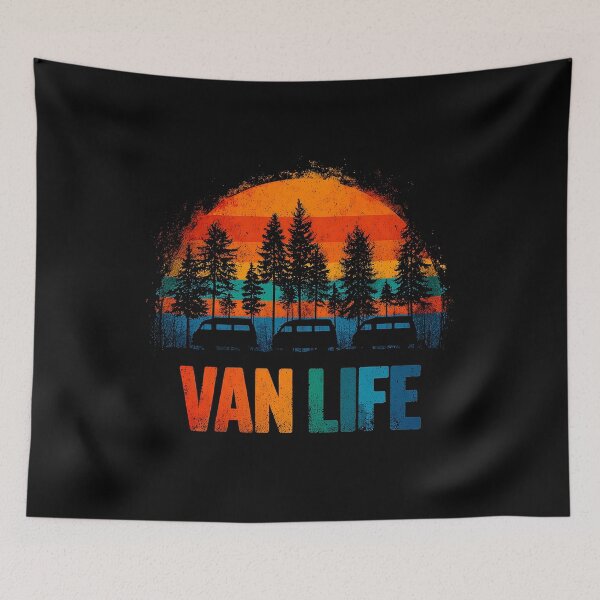 Item preview, Van Life Vintage Camper Van Sunset Retro Camping designed and sold by D-Oles-Mercher.