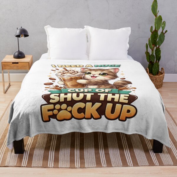 Item preview, I Need a Huge Cup of Shut the F Up Funny Cat Coffee Design. designed and sold by The-T-In-Retro.