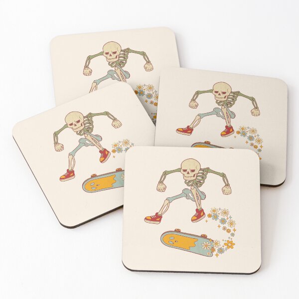 Item preview, Skull on a skateboard with groovy floral style - Light Colors Edition designed and sold by Shyla Marsare.