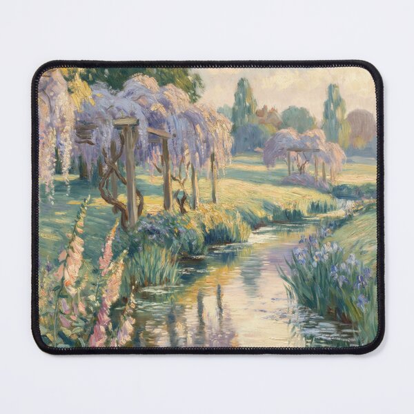 Item preview, Monet Style Wisteria River Painting Impressionist French Garden Wall Art designed and sold by Tamas Das.