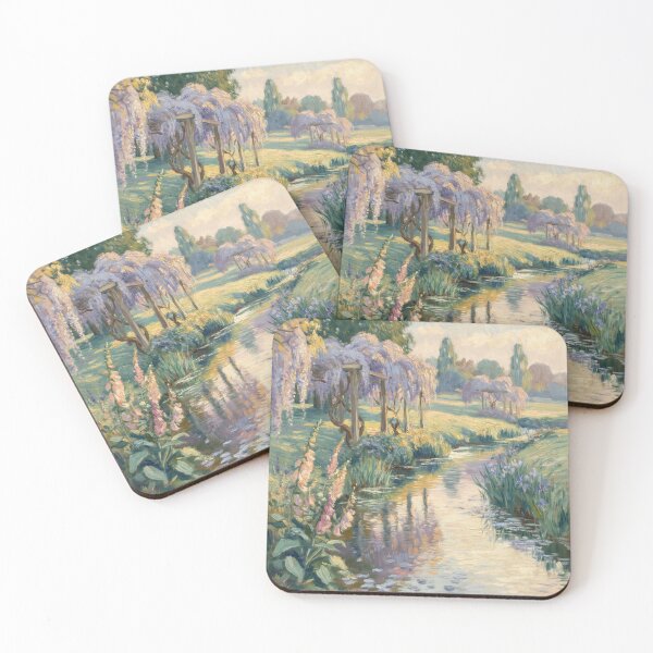 Item preview, Monet Style Wisteria River Painting Impressionist French Garden Wall Art designed and sold by Tamas Das.
