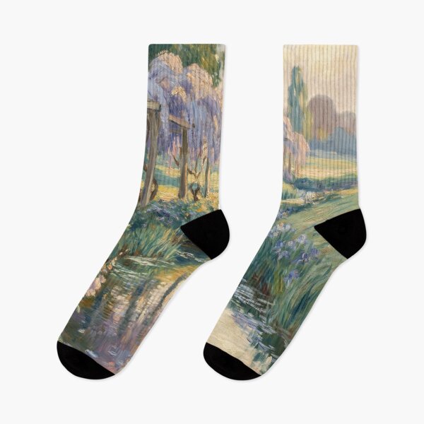 Item preview, Monet Style Wisteria River Painting Impressionist French Garden Wall Art designed and sold by Tamas Das.