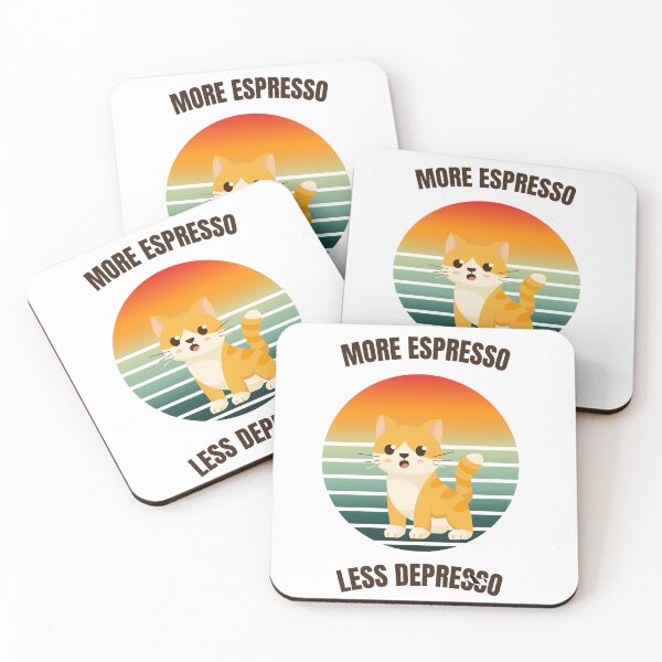 Item preview, More Espresso Less Depresso Funny Cat Retro Sunset designed and sold by CreativeOlga.