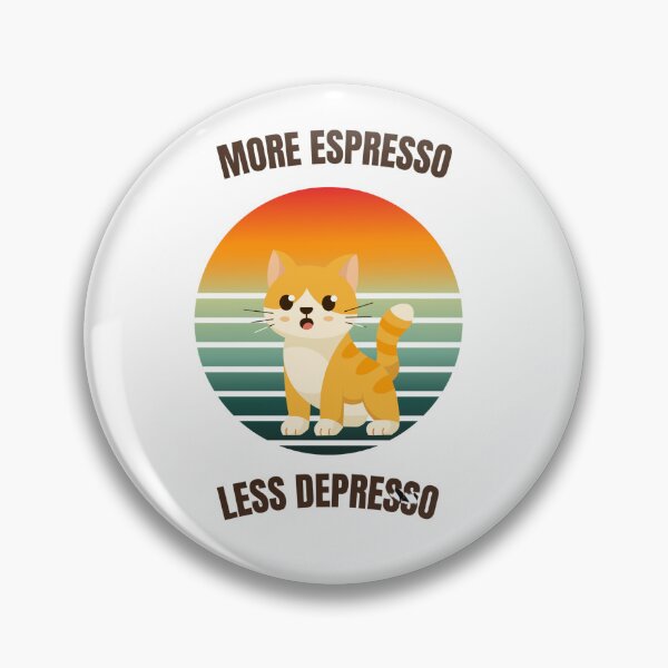 Item preview, More Espresso Less Depresso Funny Cat Retro Sunset designed and sold by CreativeOlga.