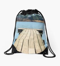 Pier Leading into the Lake Drawstring Bag