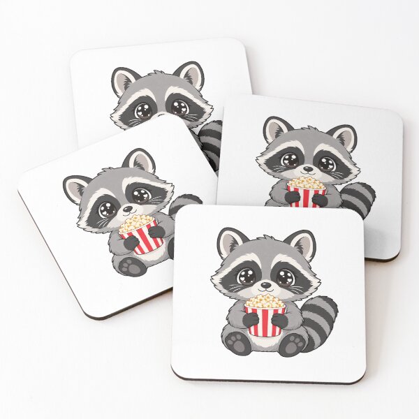 Item preview, Cute Kawaii Raccoon With Popcorn designed and sold by Eternalski.