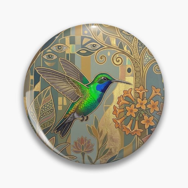 Item preview, Gilded Emerald: Art Nouveau Green Mango Hummingbird Print designed and sold by FreiherrPK.