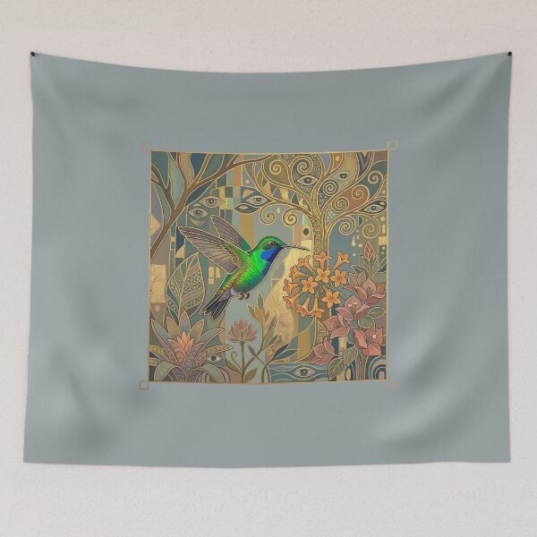 Item preview, Gilded Emerald: Art Nouveau Green Mango Hummingbird Print designed and sold by FreiherrPK.
