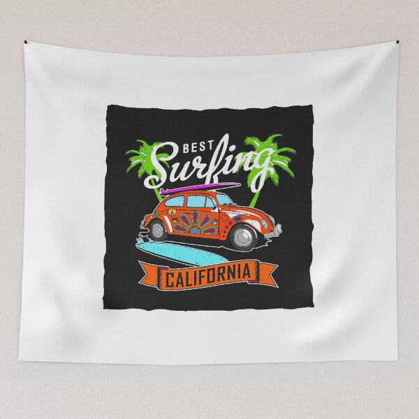 Item preview, Retro California Surfing Van Art | 70s Floral Hippie Surf Bug  designed and sold by Creatby7030.