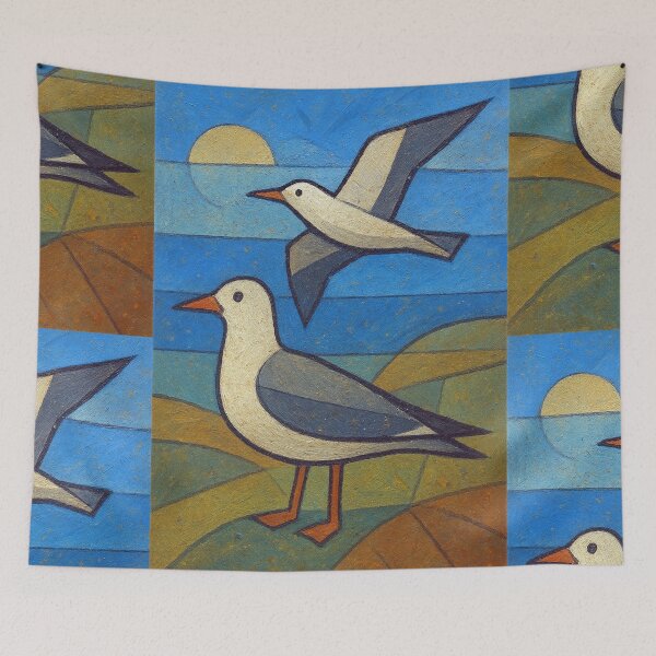 Item preview, Seagulls in nature - a Geometric illustration. designed and sold by GalleryKauffeld.