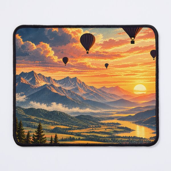 Item preview, Hot Air Balloon Sunset Adventure | Scenic Mountain Travel T-Shirt designed and sold by VaultVibes.