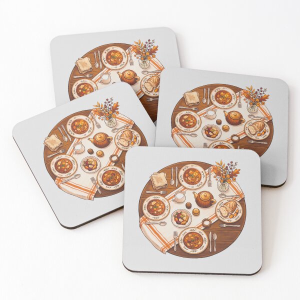 Item preview, Cozy Autumn Harvest Dinner Table Illustration designed and sold by hattie's.