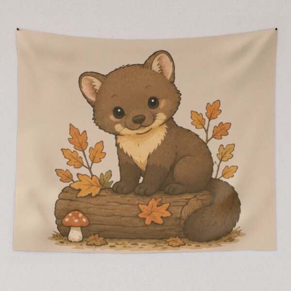 Item preview, Cute Autumn Pine Marten designed and sold by MellowMunchkins.