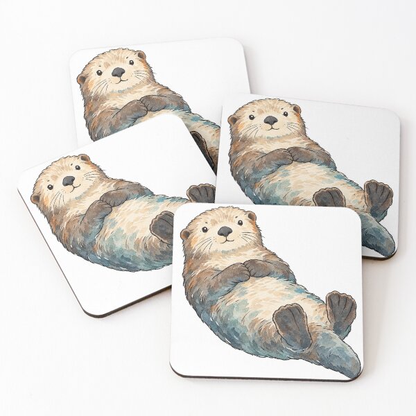 Item preview, Cute Otter Floating on Back in Sea Mist Watercolor designed and sold by Jessie's Palette.