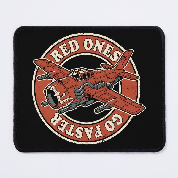 Item preview, Red Ones Go Faster - Orks Dakkajet Retro Aviation Warhammer 40K Art designed and sold by BravenBold.