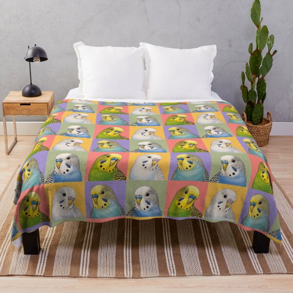 Item preview, Colorful Budgie Parakeet Pop Art Grid designed and sold by pixiedustpaint.