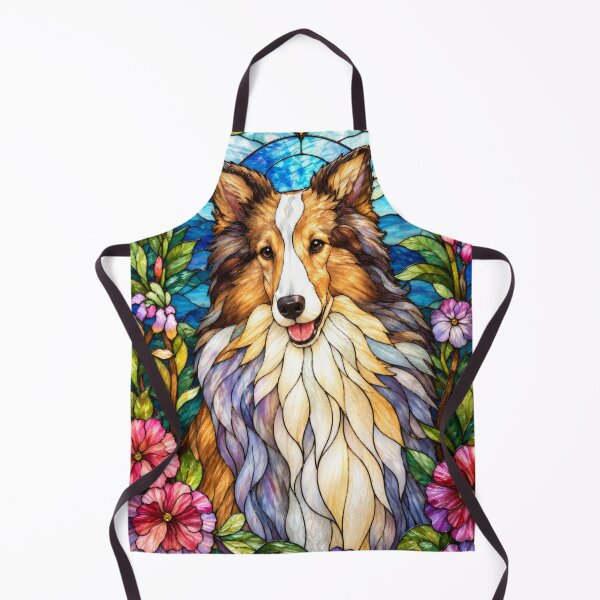 Item preview, Rough Collie Stained Glass Floral Art designed and sold by pinkal.