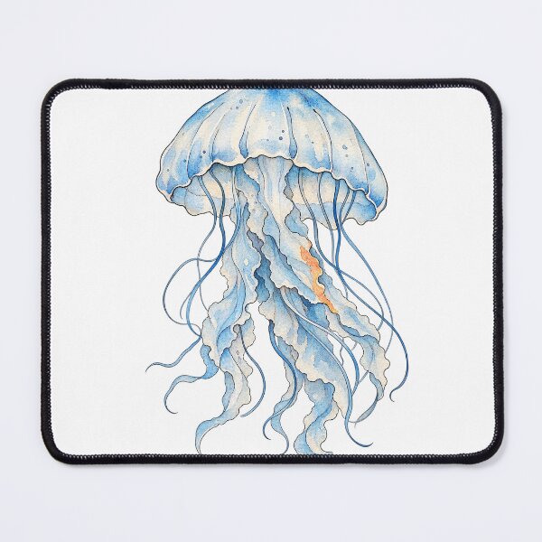 Item preview, Translucent Watercolor Jellyfish Drifting in Sky Blue designed and sold by Jessie's Palette.