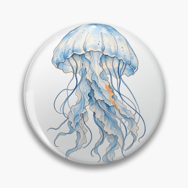 Item preview, Translucent Watercolor Jellyfish Drifting in Sky Blue designed and sold by Jessie's Palette.