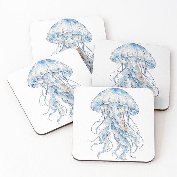 Item preview, Translucent Watercolor Jellyfish Drifting in Sky Blue designed and sold by Jessie's Palette.