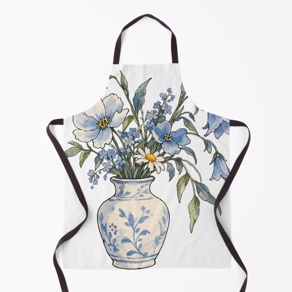 Item preview, Wild Blue Flowers and Daisy in Ceramic Vase Watercolor designed and sold by Jessie's Palette.