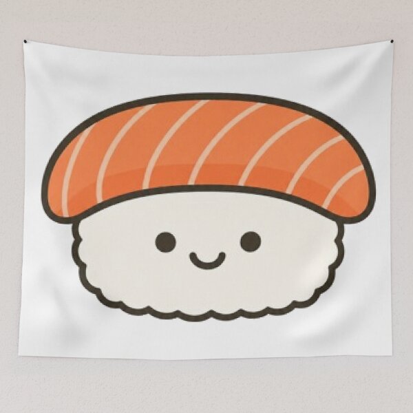 Aperçu de l'œuvre Sushis nigiri au saumon kawaii mignons créée et vendue par vekotpu.