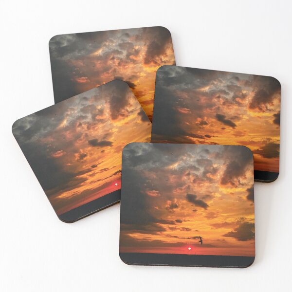 Item preview, Moody Golden Sunset Clouds Bird Silhouette Fine Art Photography designed and sold by wildsilencee.