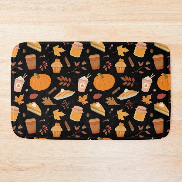 Item preview, Cozy Autumn Harvest Food Pattern Coaster – Pumpkin Coffee and Maple Leaves designed and sold by FestivityFinds.