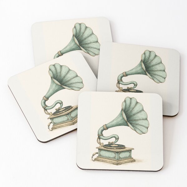Item preview, Sage Green Vintage Gramophone Retro Music Poster designed and sold by PeacefulD-signs.