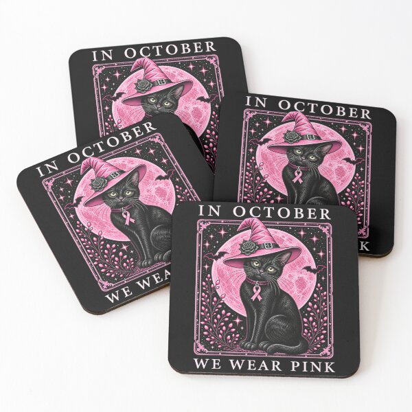 Item preview, in October We Wear Pink Cat Witch Breast Cancer Awareness designed and sold by cakematel.
