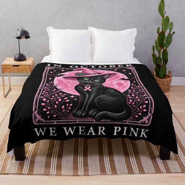 Item preview, in October We Wear Pink Cat Witch Breast Cancer Awareness designed and sold by cakematel.