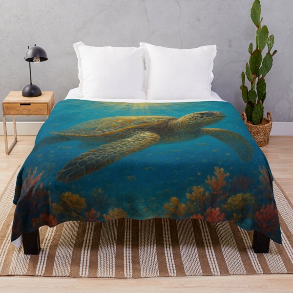 Item preview, Sea Turtle Painting – Swimming in the Ocean Wildlife Art designed and sold by GalleryKauffeld.