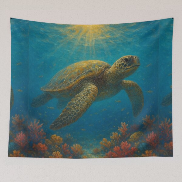 Item preview, Sea Turtle Painting – Swimming in the Ocean Wildlife Art designed and sold by GalleryKauffeld.