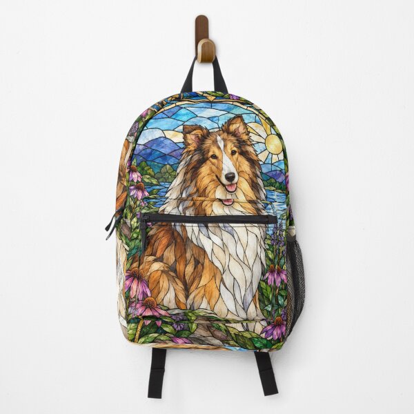 Item preview, Rough Collie Stained Glass Mountain Sunshine designed and sold by pinkal.