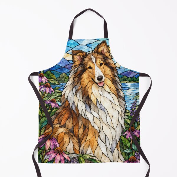 Item preview, Rough Collie Stained Glass Mountain Sunshine designed and sold by pinkal.
