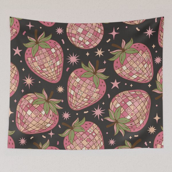 Item preview, Disco Ball Strawberries Retro 70s Style - Dark Color Edition designed and sold by Shyla Marsare.
