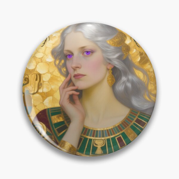 Item preview, Gustav Klimt art Nouveau style Silver Hair woman with striking Violet Eyes designed and sold by Vintage Designs +.