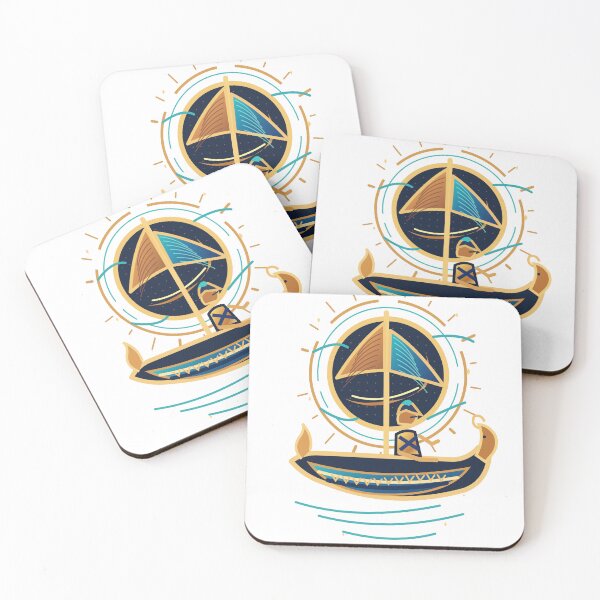Item preview, Egyptian Solar Barque at Night | Ancient Egypt Sun Boat Art designed and sold by RAX Mirth Studio.
