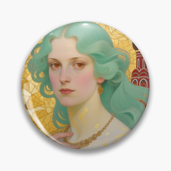 Item preview, Gustav Klimt art Nouveau style Mint Hair Russian girl with Gold designed and sold by Vintage Designs +.