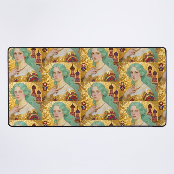 Item preview, Gustav Klimt art Nouveau style Mint Hair Russian girl with Gold designed and sold by Vintage Designs +.