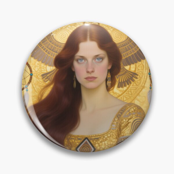 Item preview, Gustav Klimt art Nouveau style Brunette woman spiritual eagle with dream catchers designed and sold by Vintage Designs +.