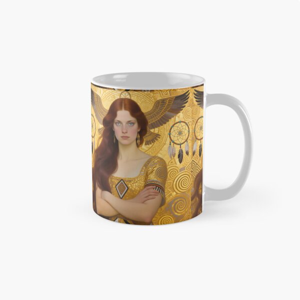 Item preview, Gustav Klimt art Nouveau style Brunette woman spiritual eagle with dream catchers designed and sold by Vintage Designs +.