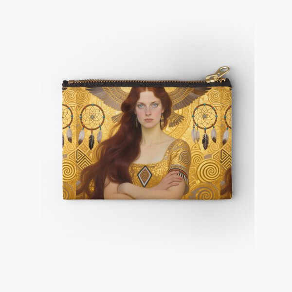 Item preview, Gustav Klimt art Nouveau style Brunette woman spiritual eagle with dream catchers designed and sold by Vintage Designs +.